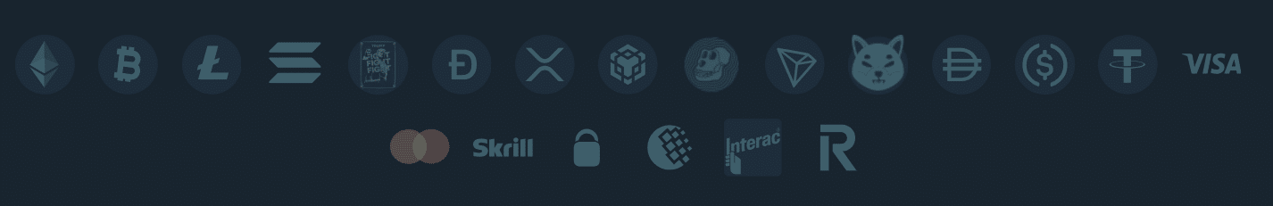 The payment methods allowed at Duelbits crypto casino and sportsbook.