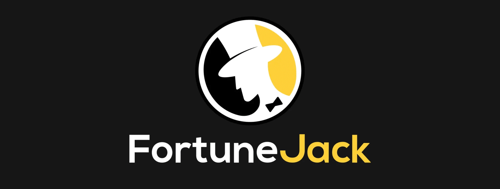 A promotional banner for FortuneJack featuring this brand's logo on a black background. 