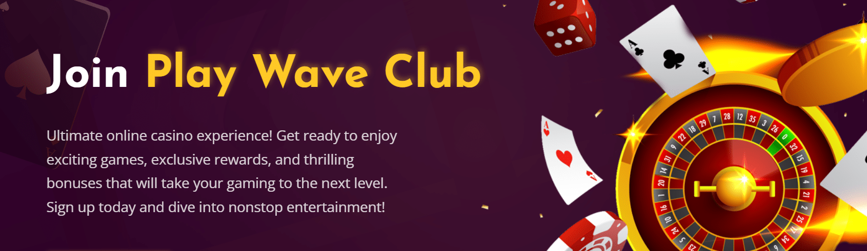 A promotional banner for FortuneJack's sister site PlayWave.Club, which operates under the same license as this platform.