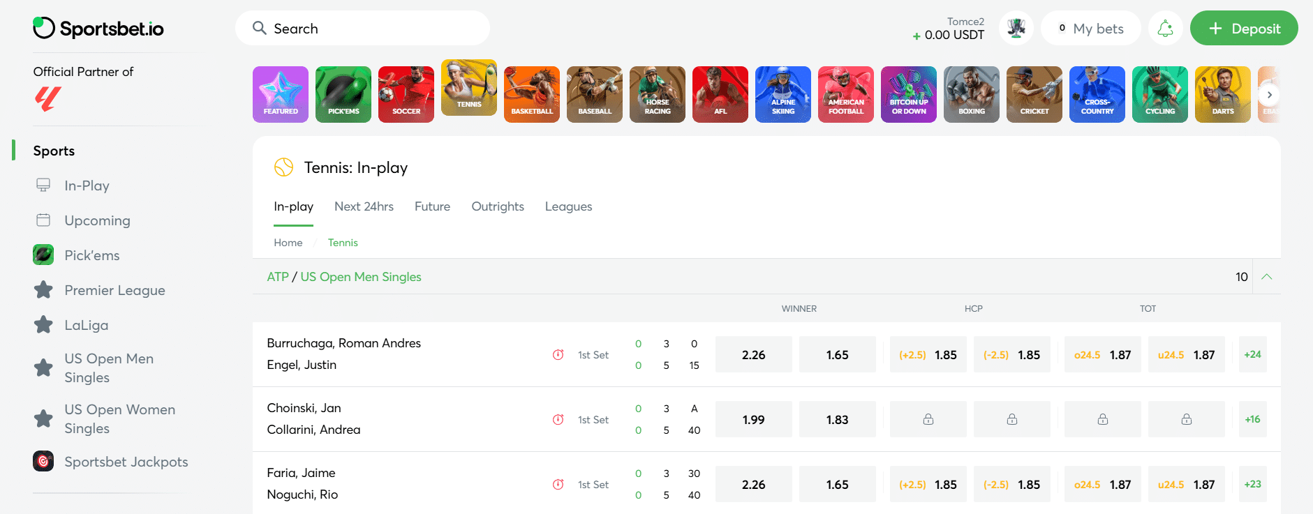 The Sportsbet.io light theme, a white and highlight green one with grey text.