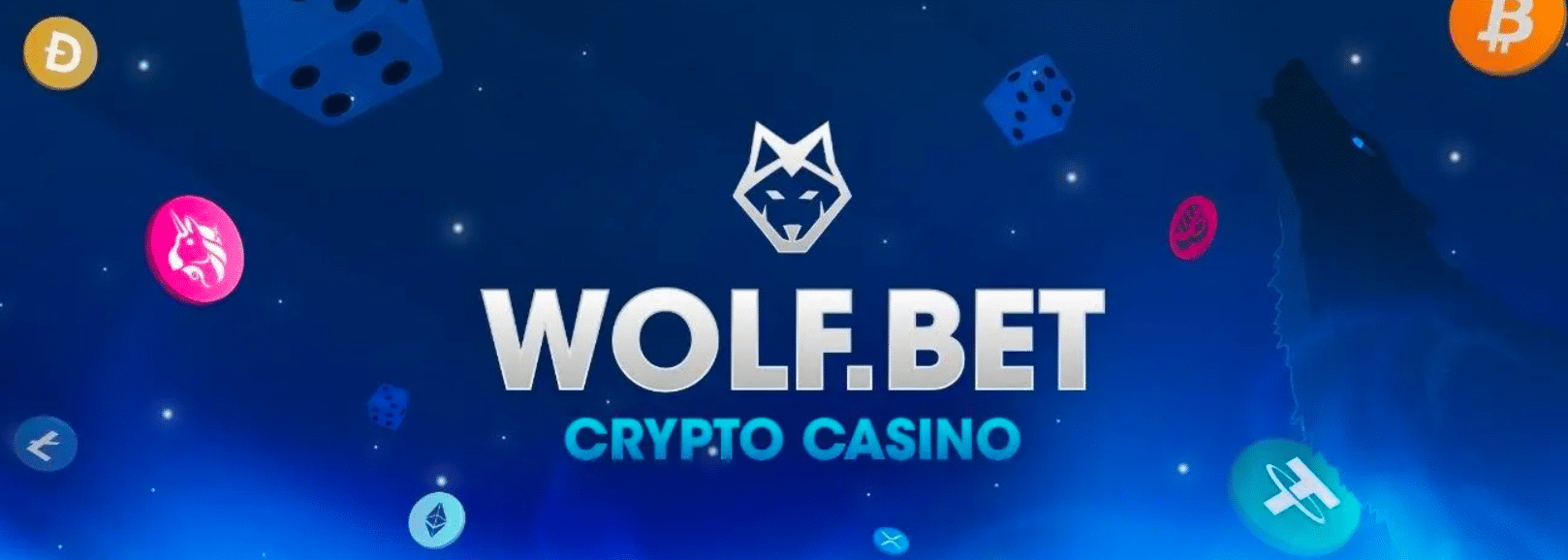 A promo banner for the Wolf.Bet crypto casino and sportsbook.