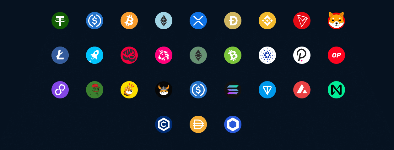 A look at some of the cryptos accepted at Wolf.Bet via an outdated site banner. 