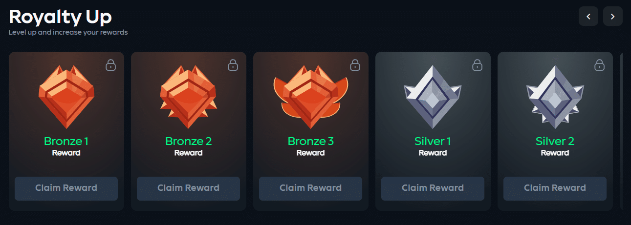 A look at some of the Reward 2.0 levels at Gamdom, this site's loyalty system. 