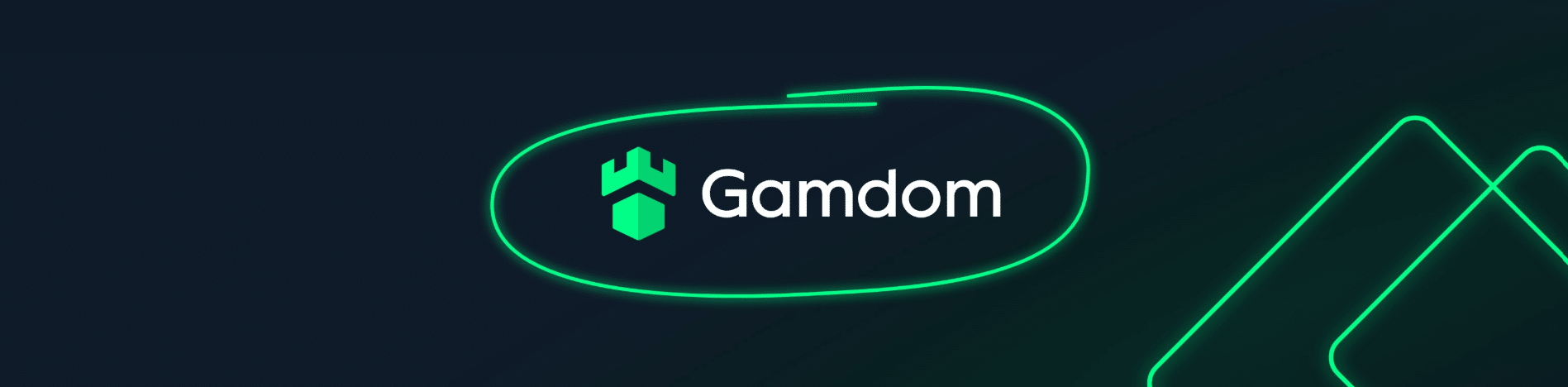 A promo banner for Gamdom featuring the site's logo.