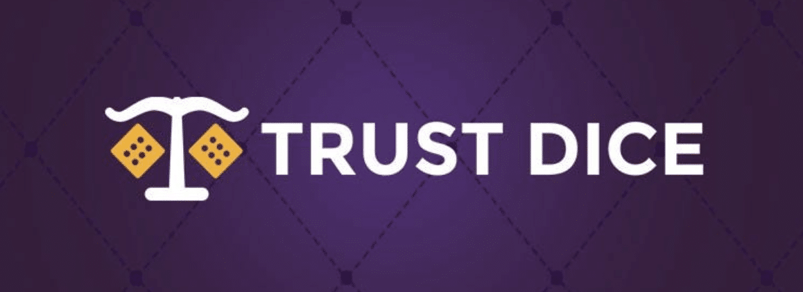 A promo banner for the TrustDice website featuring its logo.