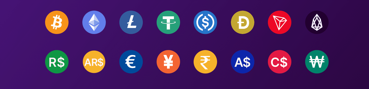 The cryptos accepted at TrustDice for gambling entertainment.