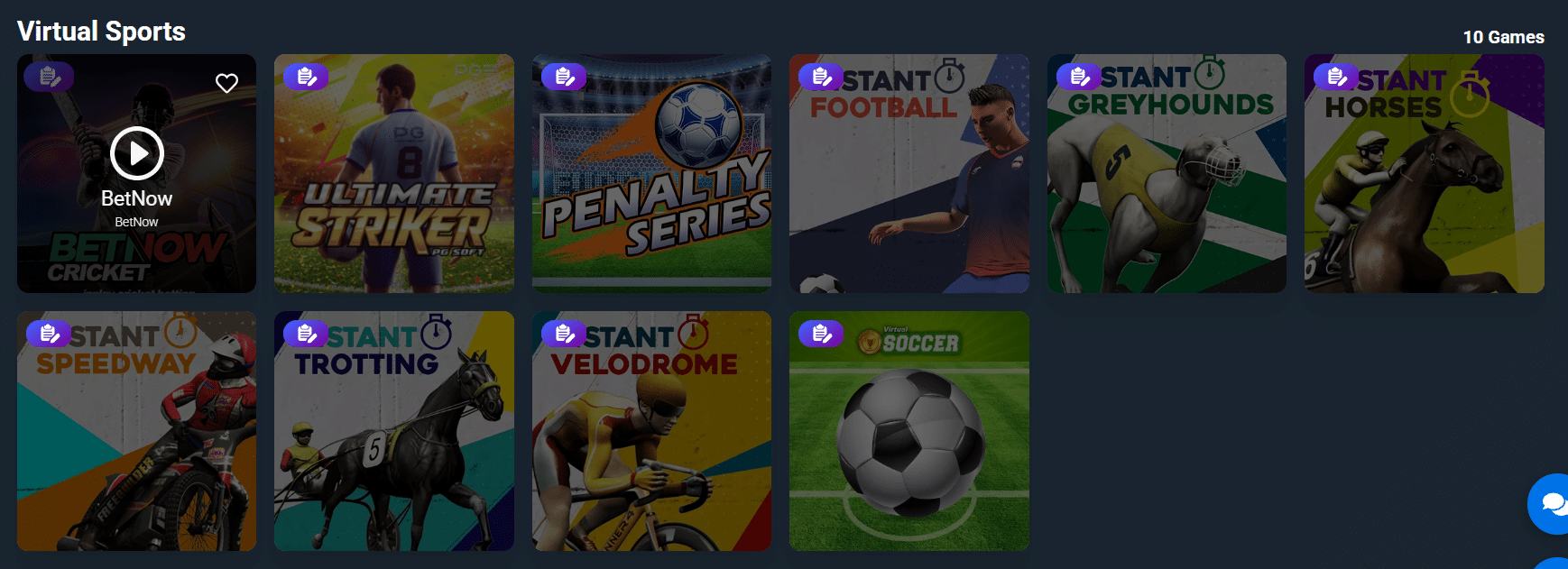 The Bitsler virtual sports offering found in the casino section of the site.