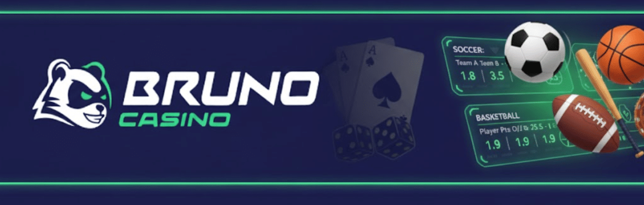 A promo banner for Bruno Casino with the brand logo featured.