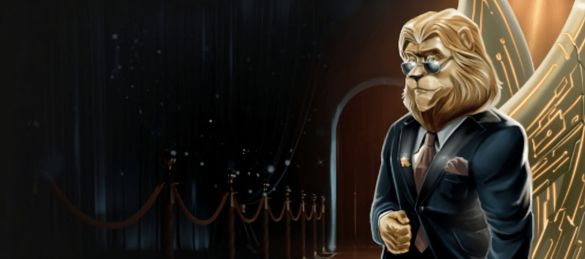 A Fairspin.io promotional banner featuring this site's lion mascot.