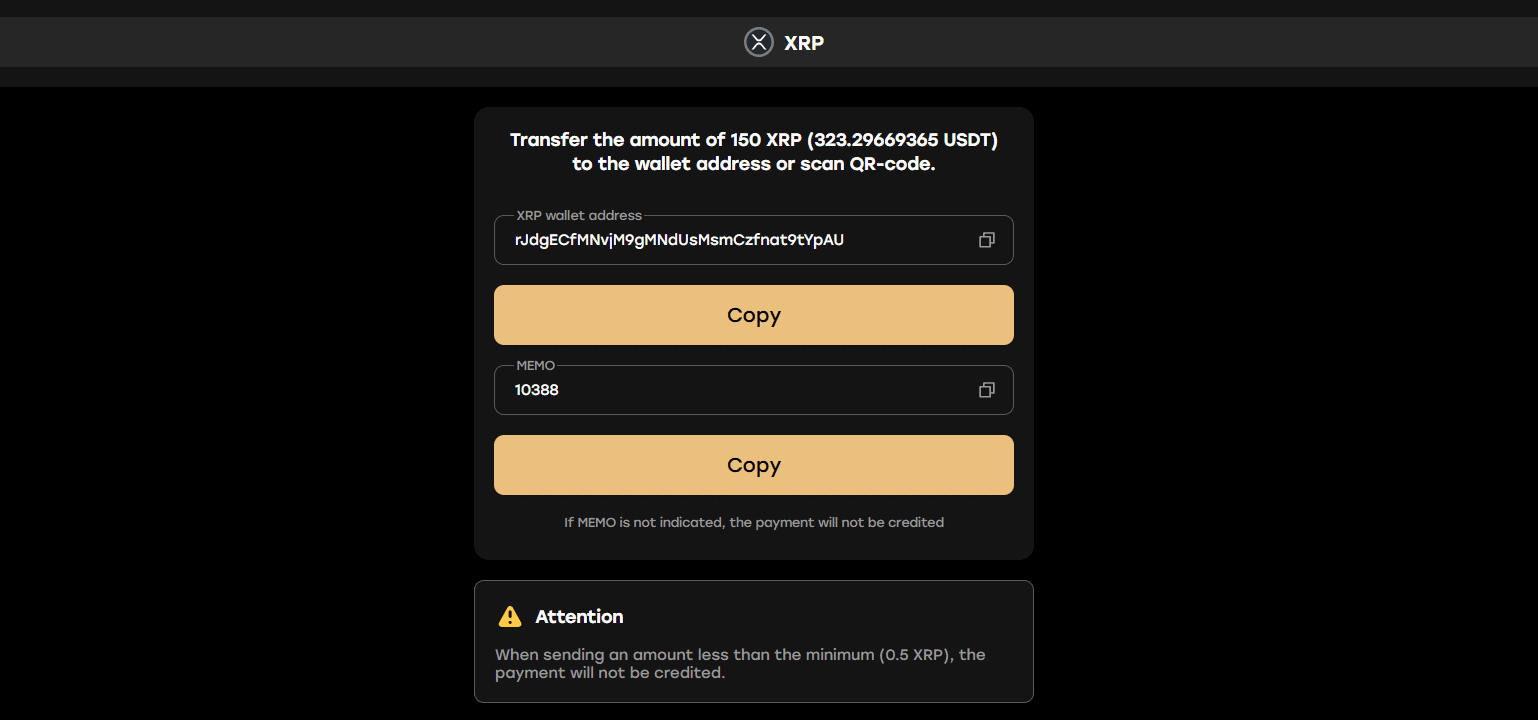 The Fairspin payment window. 