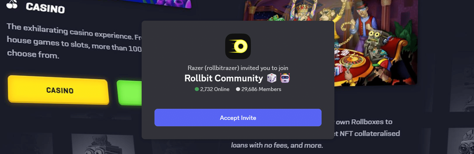 The Rollbit official Discord server which is the best community option for users of this platform.