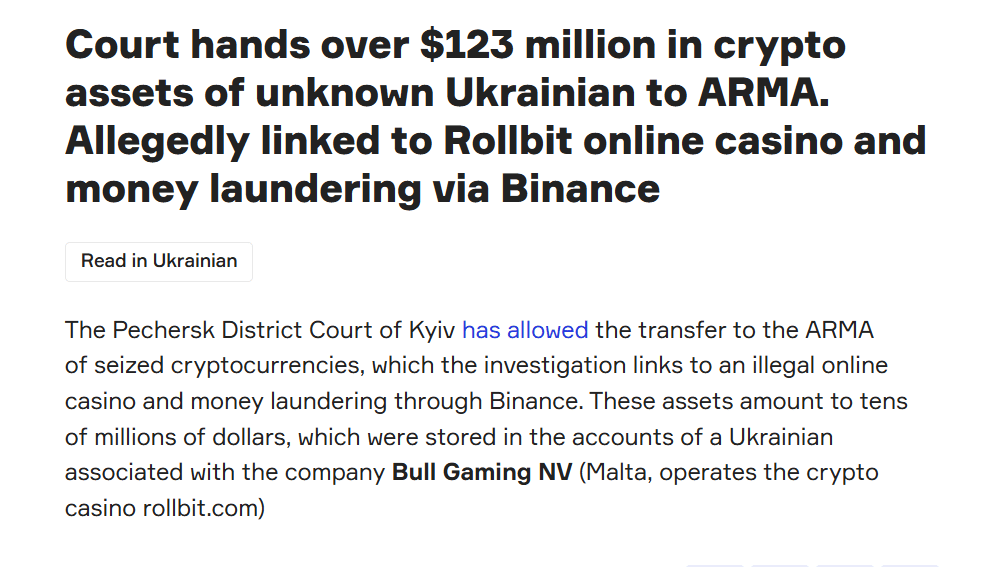 A look at a news headline about the Rollbit-connected money-laundering scandal.