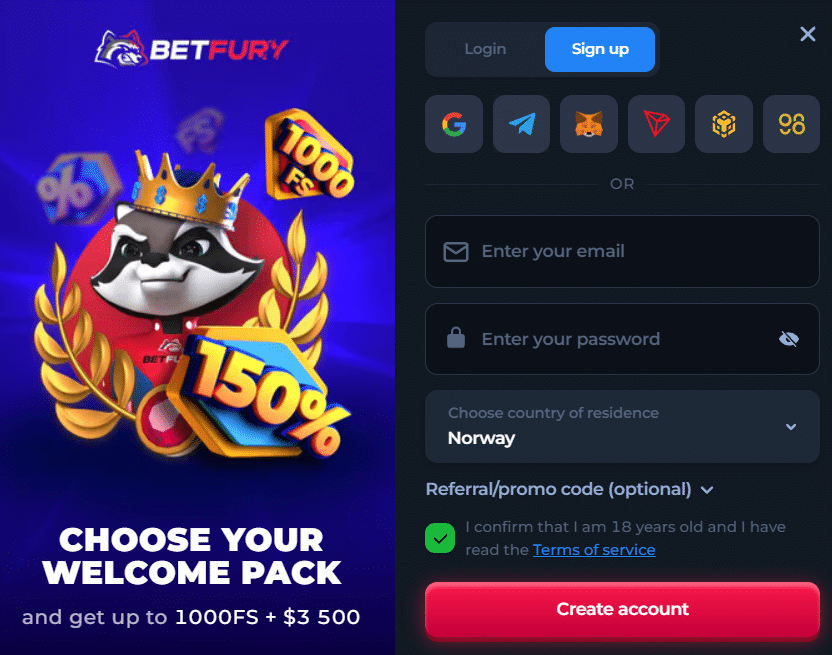 BetFury Registration