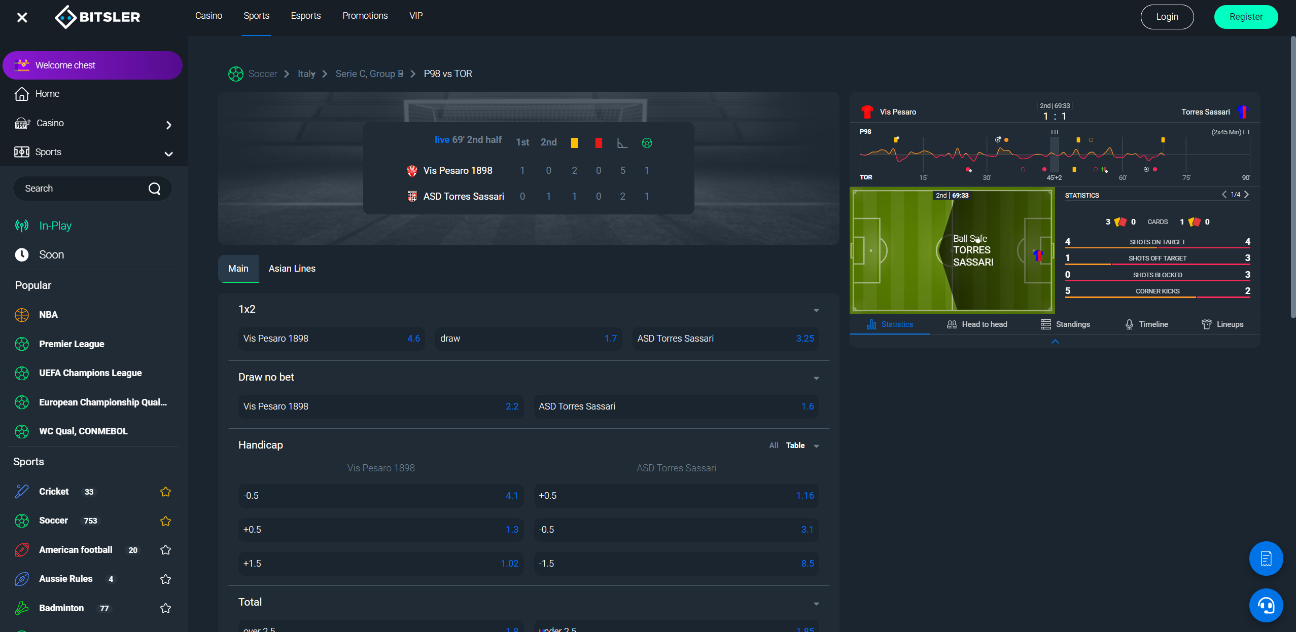 Scommesse live Bitsler