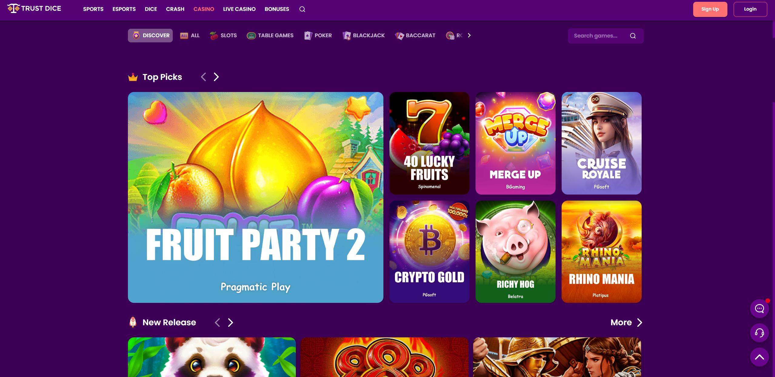 Trustdice Casino Games