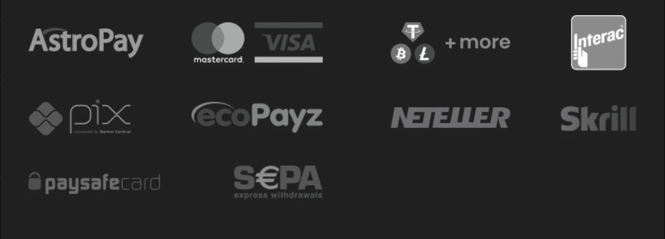 A banner advertising the payment options at ChipStars with a crypto section highlighting Tether, Bitcoin, and Litecoin