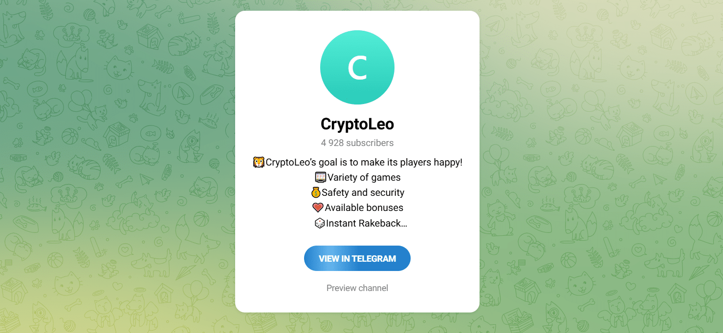 The Telegram channel for CryptoLeo.