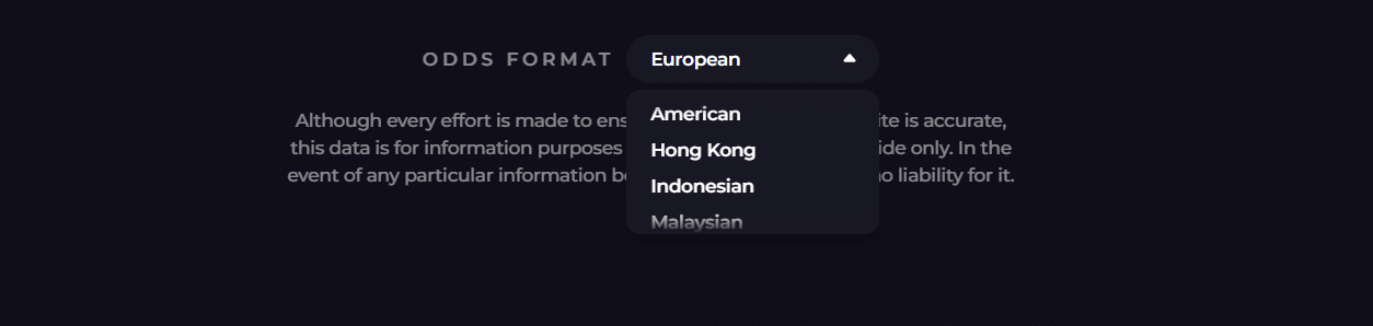 The BETBY odds format selector at CryptoLeo.
