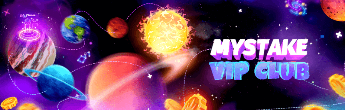 A promo banner for the MyStake VIP Club available for casino and sports betting site users