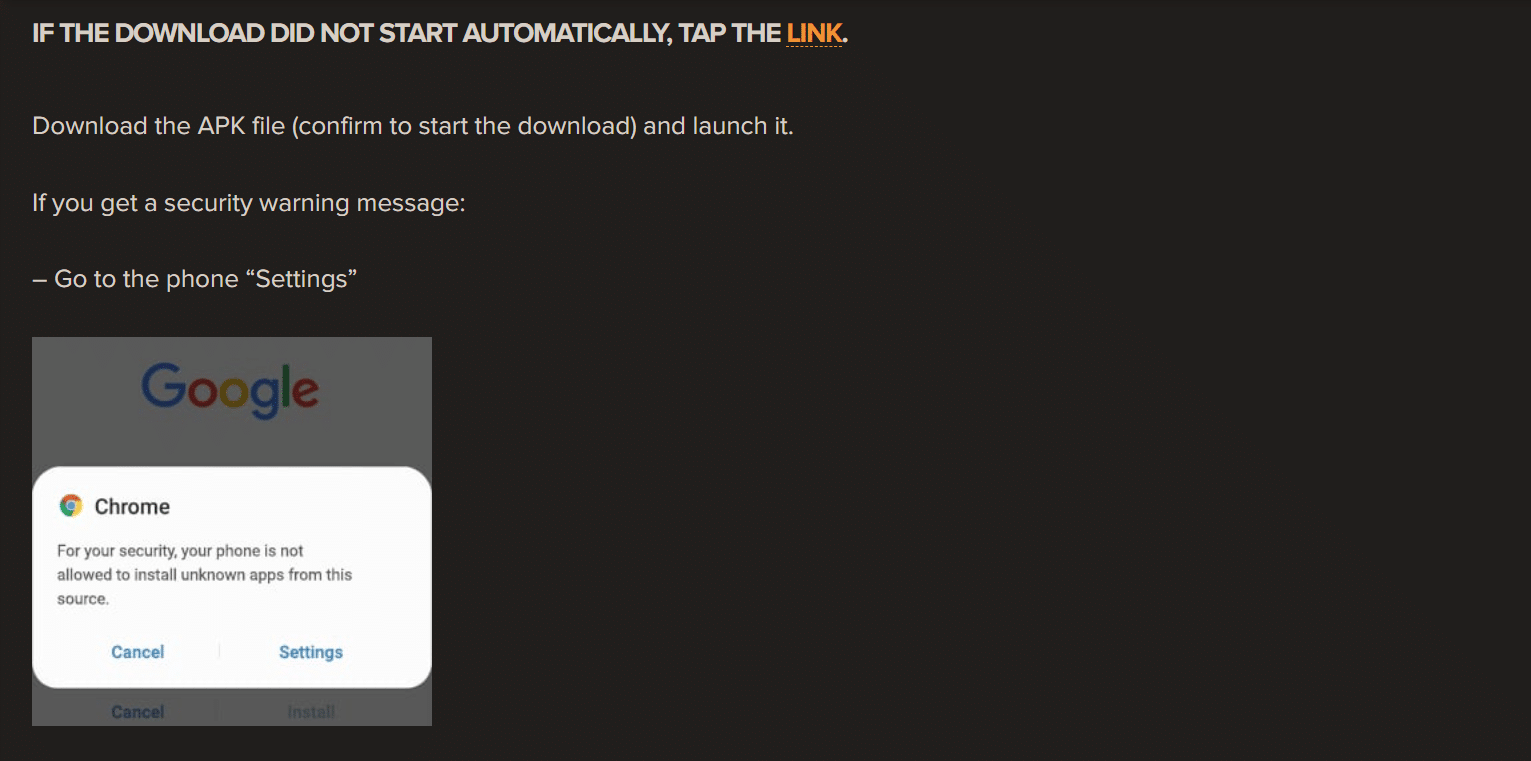 Instructions on how to download the Sol Casino Android app.