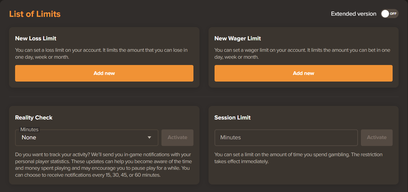 The limiting responsible gambling tools in your Sol Casino profile. 