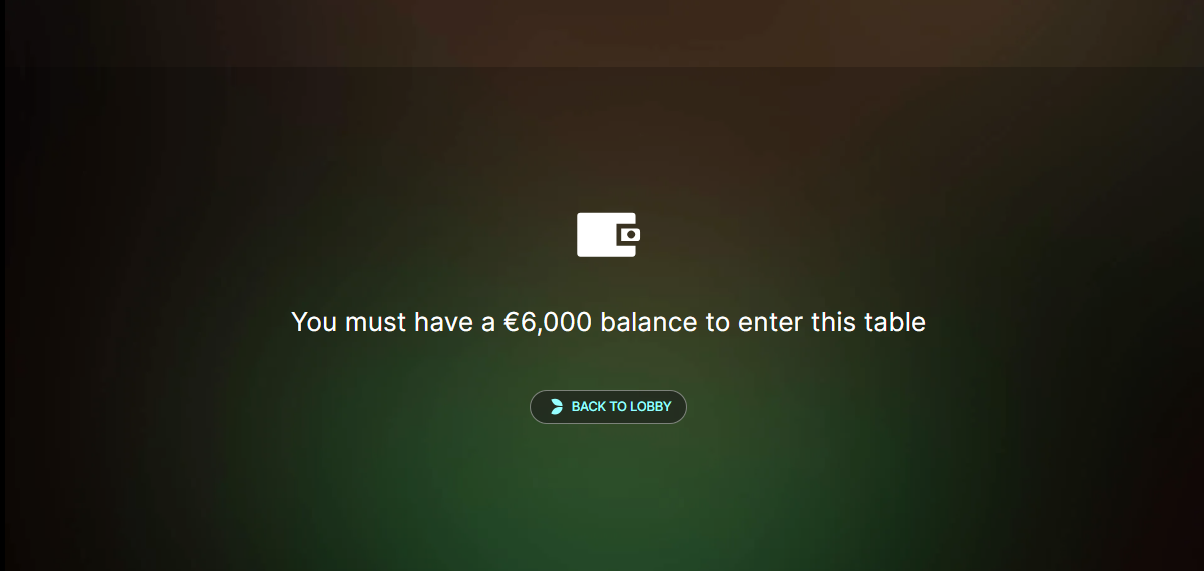 A Salon Prive screen for high-stakes gambling at Vave.com