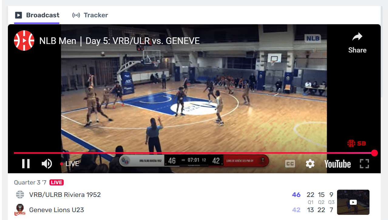 A sample Weiss.Bet  sports stream for the Swiss basketball league. 