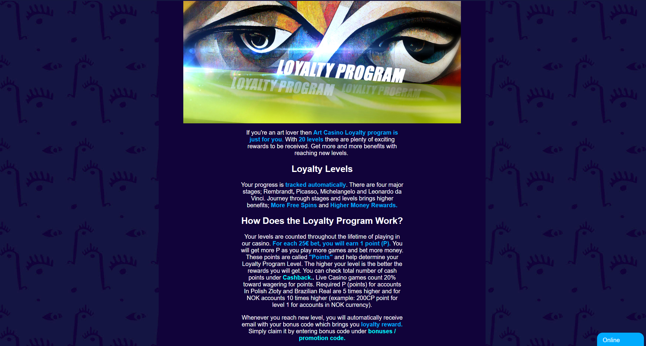 Art Casino Loyalty Program