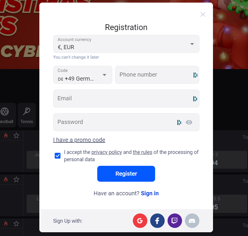 Cyber.Bet Registration
