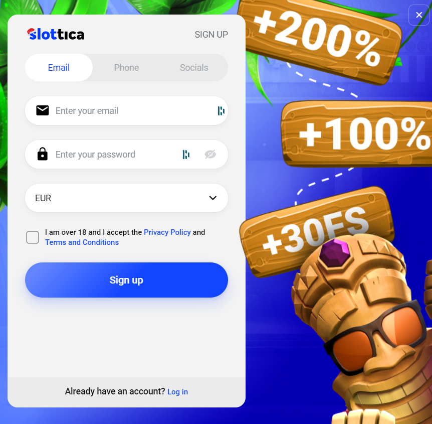 Slottica Registration