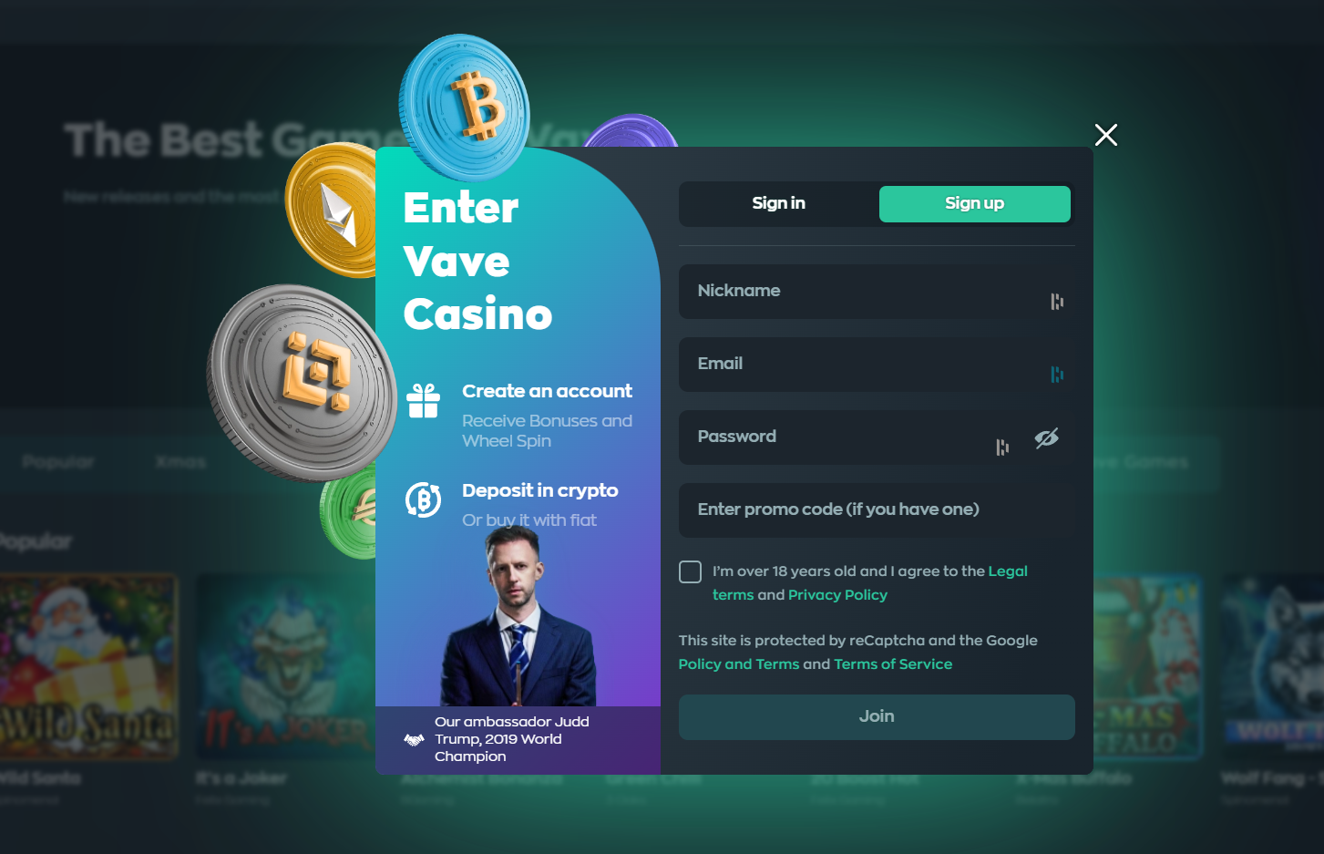 Vave Casino Registration