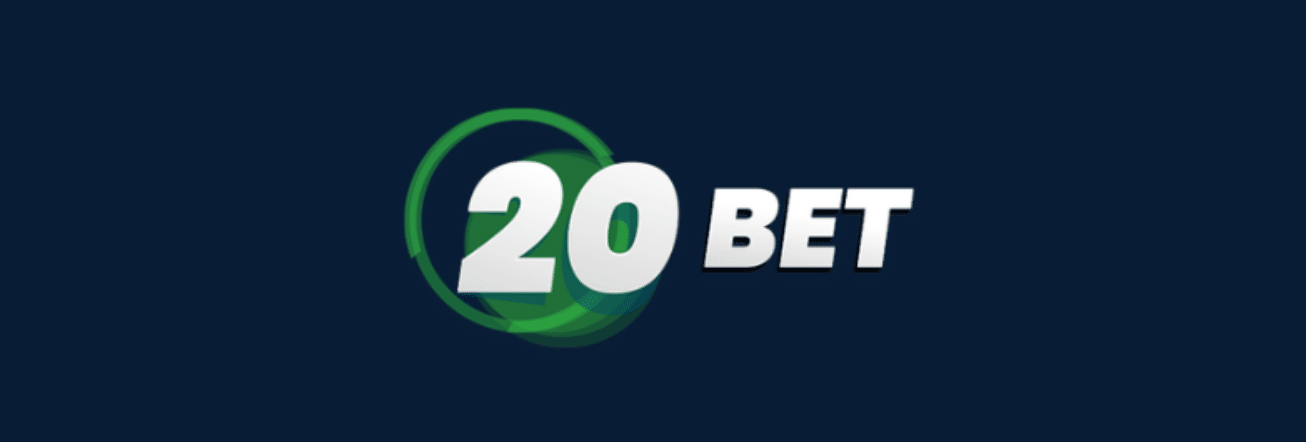 A promo banner for the 20Bet gambling website featuring this platform's logo.