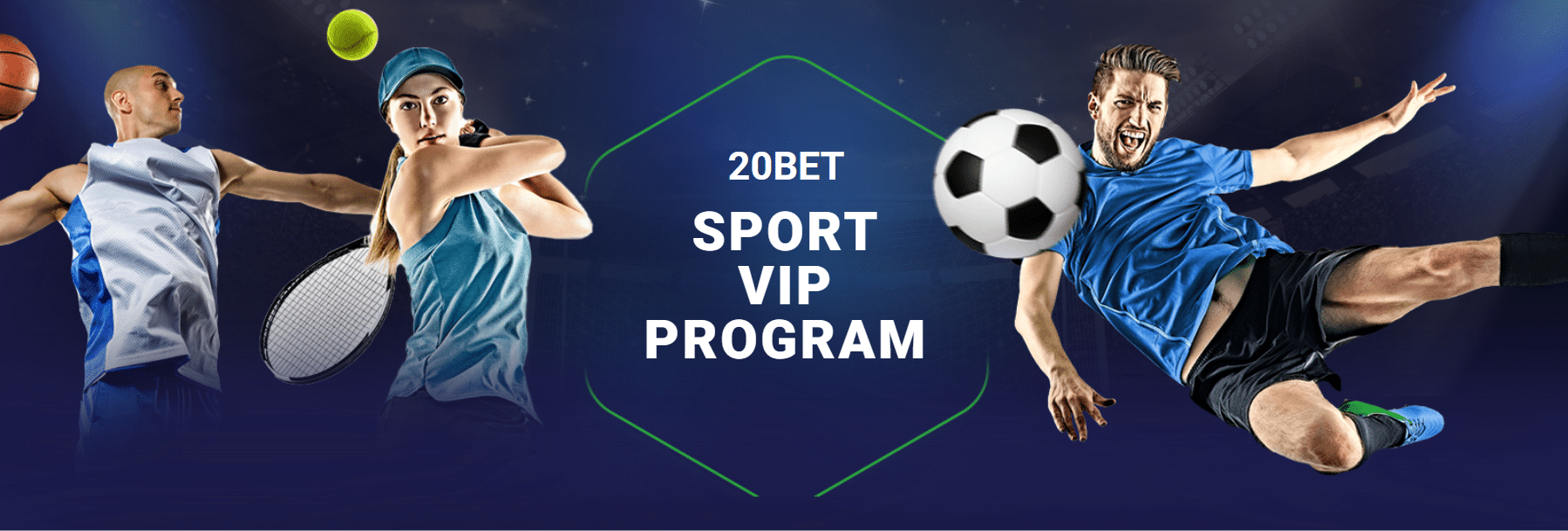 A promo banner for the 20Bet VIP program which is open for sports bettors.