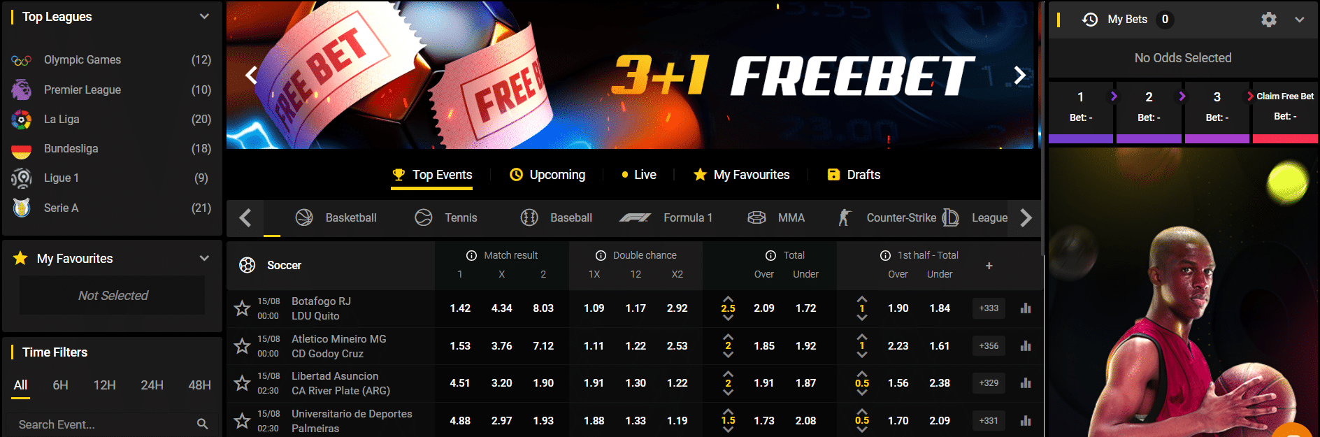 A quick look at the FreshBet sportsbook, a few of its offered options.