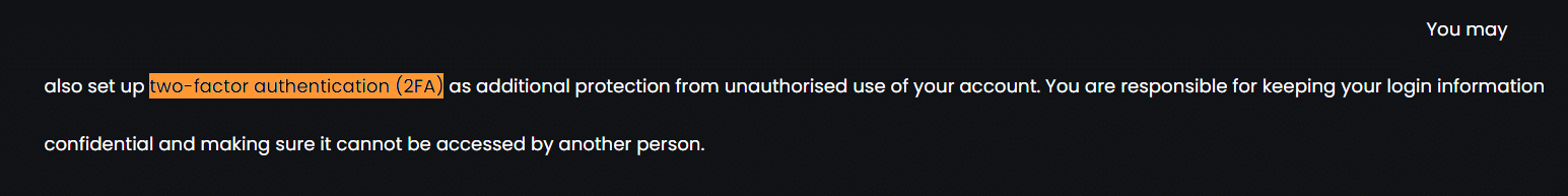 The section of the Velobet privacy policy page that discusses 2FA.