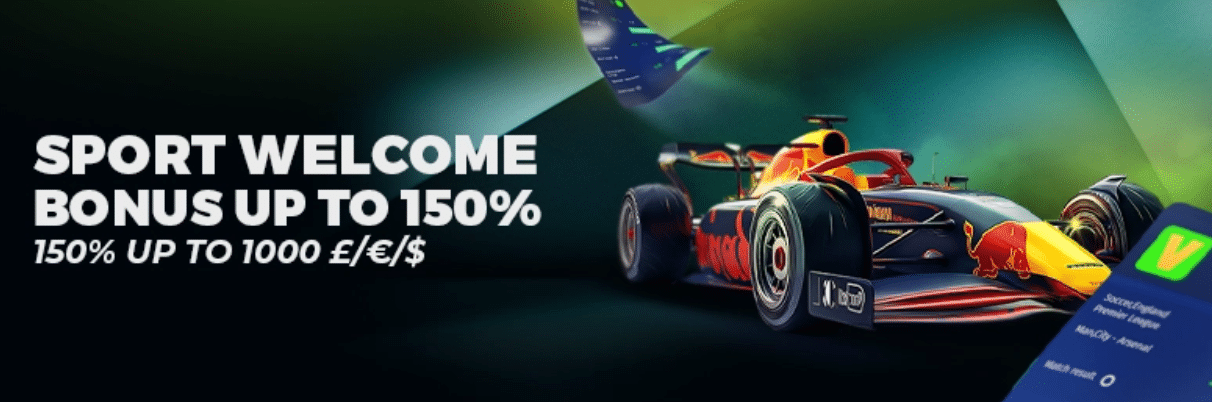 The Velobet sports betting welcome offer advertising a bonus of 150% up to $1,000.