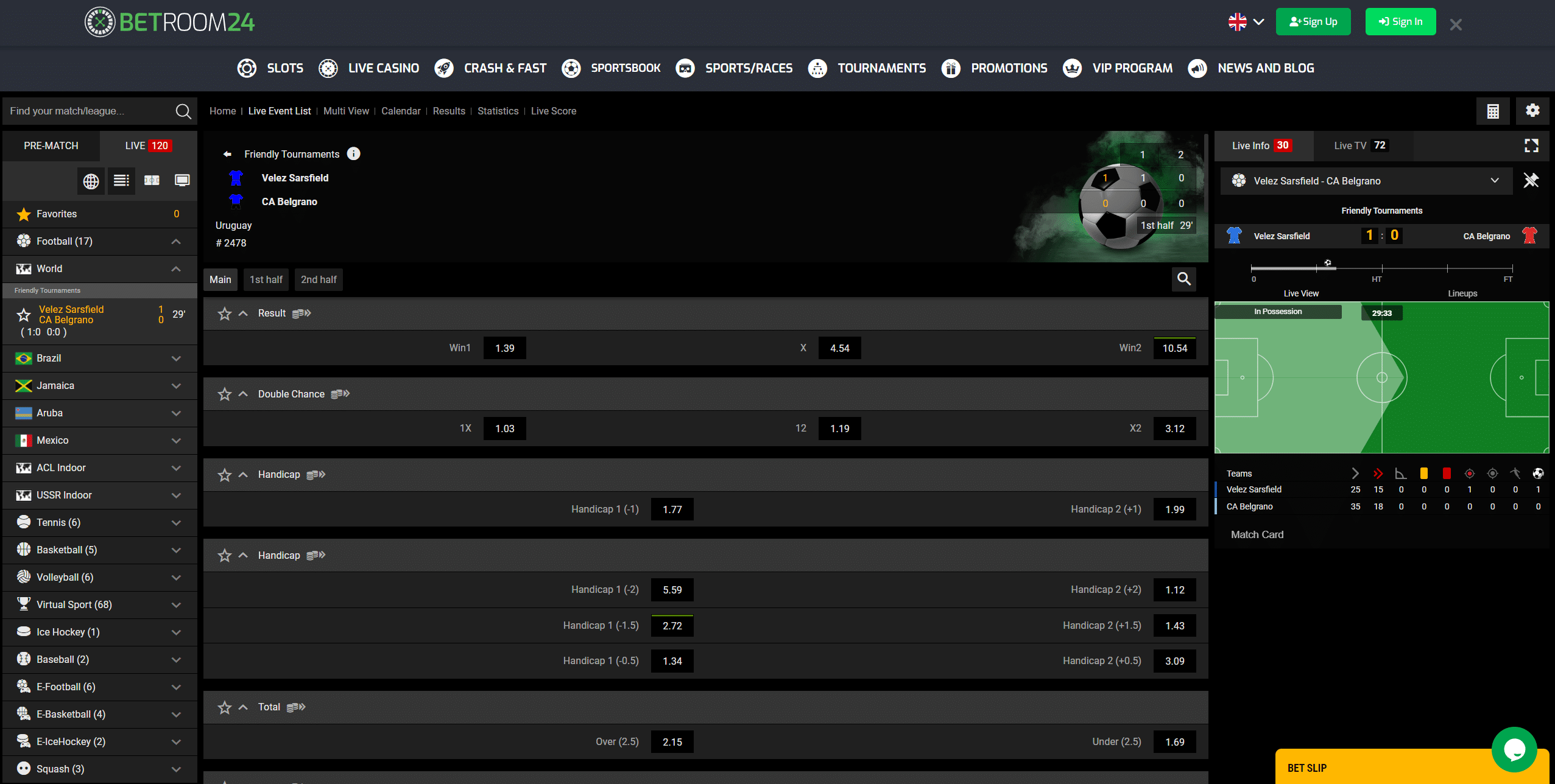 Betroom24 Live Betting