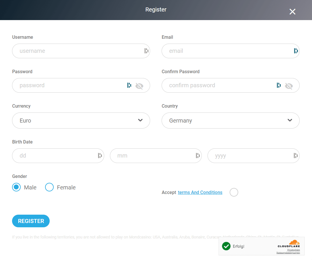 Mond Casino Registration