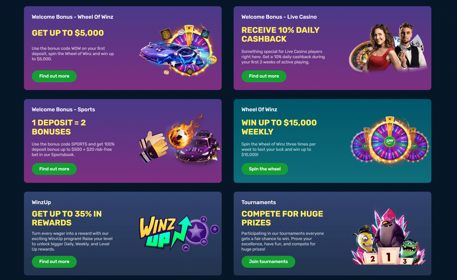 Winz.io Bonus Offers
