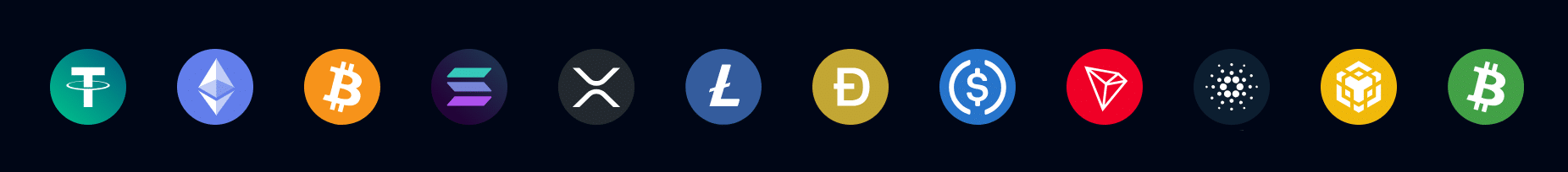 The crypto coins accepted for depositing and withdrawing at Bets.io, casino and sportsbook.