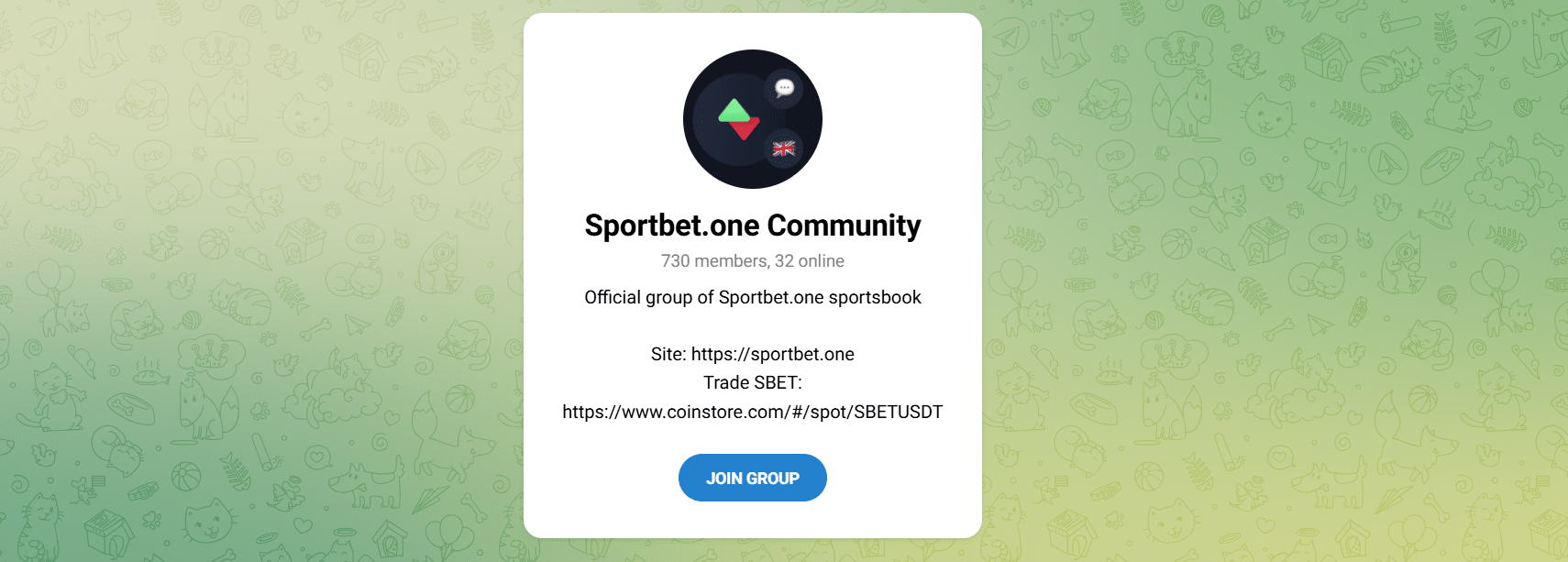 The Sportbet.one official Telegram channel its English version. 