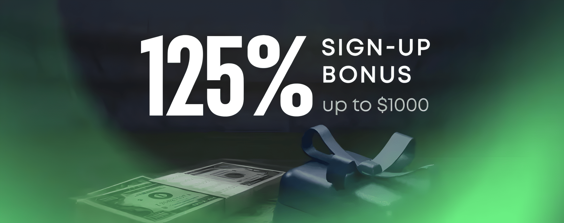 A promo banner advertising the 125% welcome promotion available at the Sportbet.one crypto-gambling site.