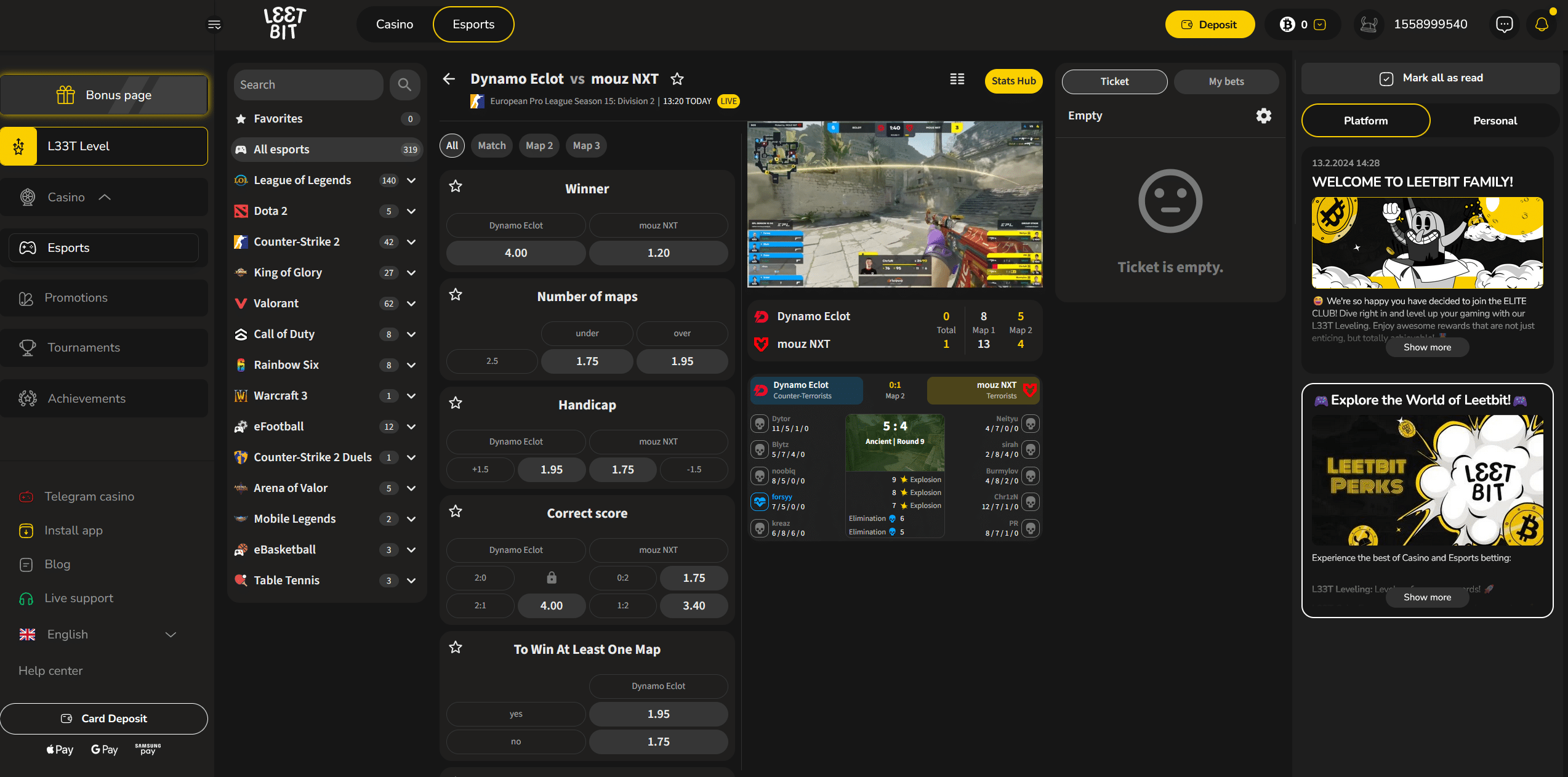 Leetbit Live Betting