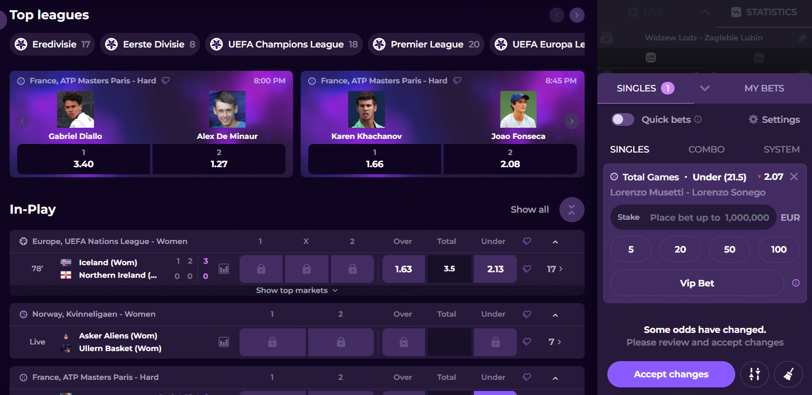 The User Interface for betting at 0x.Bet.