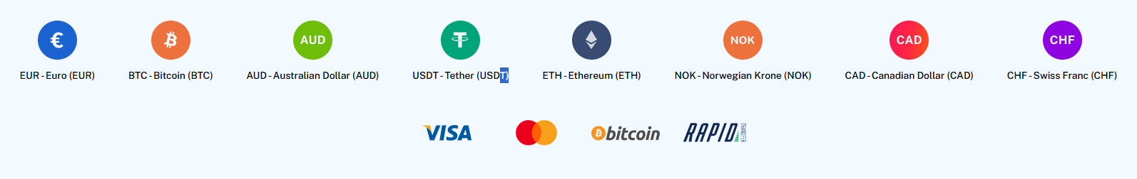 Some of the payment options available at DailySpins.