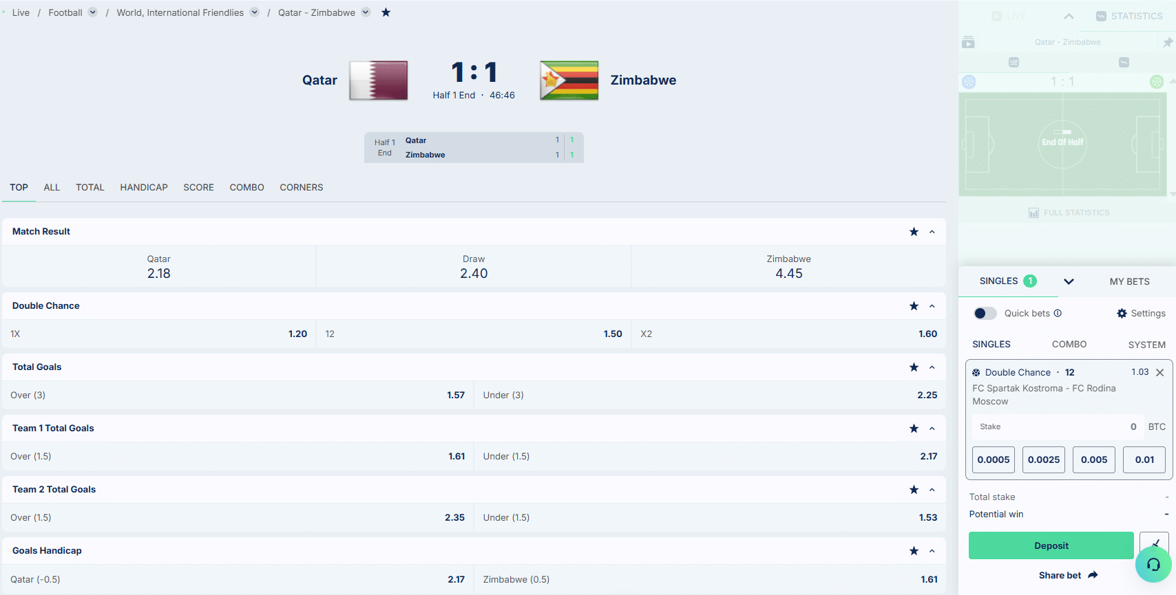 The DailySpins betting UI. 