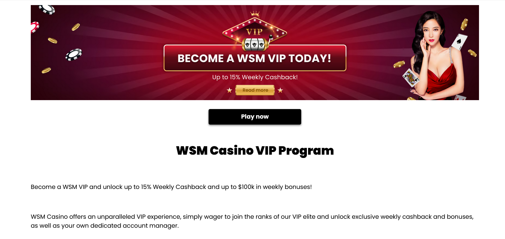 WSM Casino VIP Program