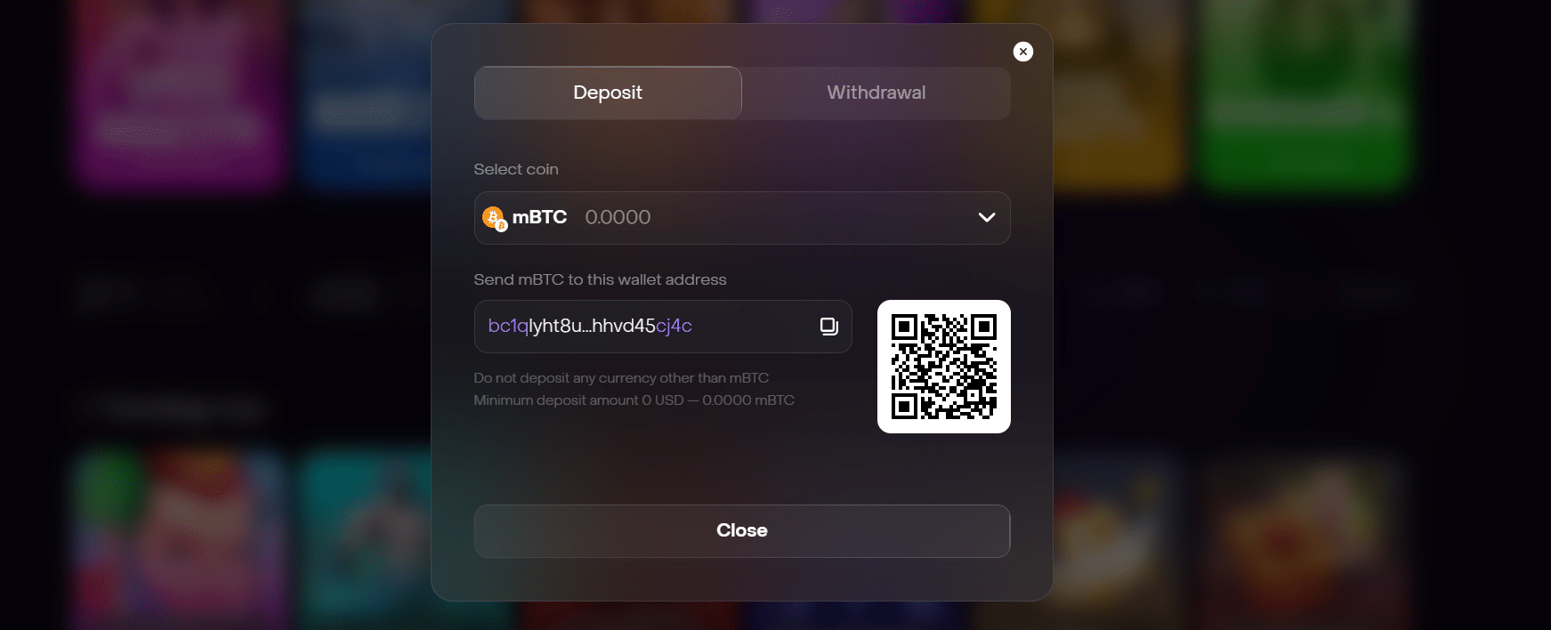 The deposit tab in the Dexsport payment window.
