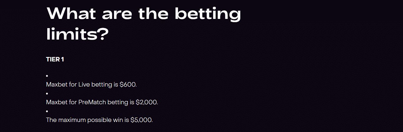 The Dexsport sportsbook and the betting limits featured there.