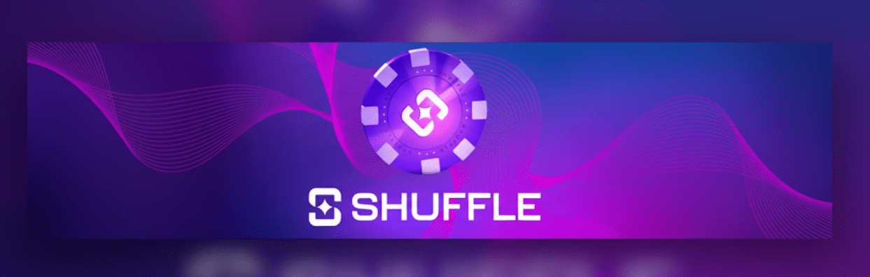 A promo banner for Shuffle gambling site featuring its logo.